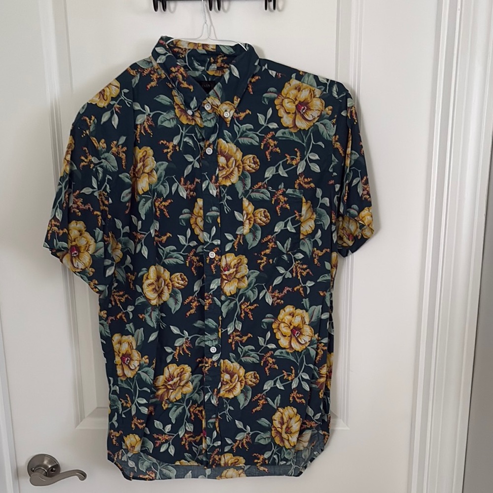 J. Crew Black and Yellow Casual Button Down Shirt